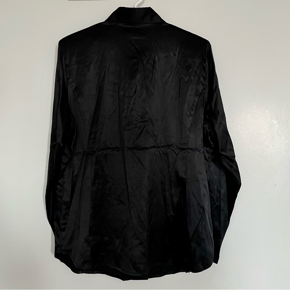 Starington Blouses by Charlotte Black Silk Button-Down Shirt Size 14 (10-12) - Picture 4 of 11